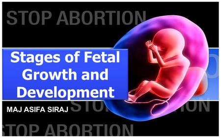 Stages of Fetal Growth and Development MAJ ASIFA SIRAJ.