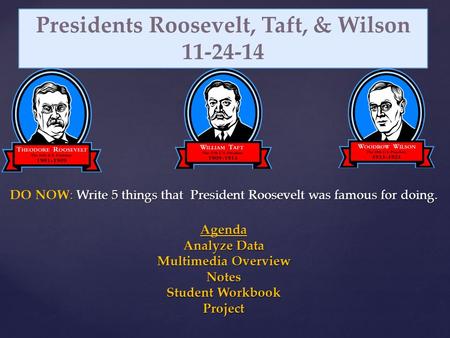Presidents Roosevelt, Taft, & Wilson