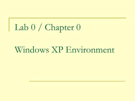 Lab 0 / Chapter 0 Windows XP Environment. 2 User Interfaces: A different perspective.