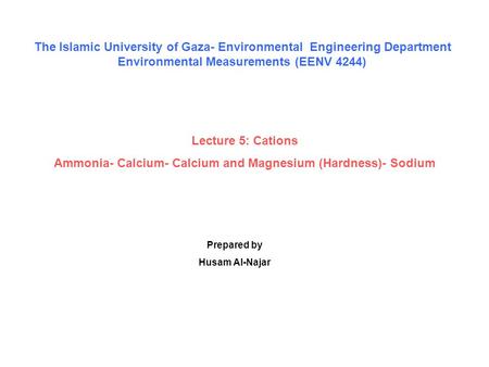 The Islamic University of Gaza- Environmental Engineering Department