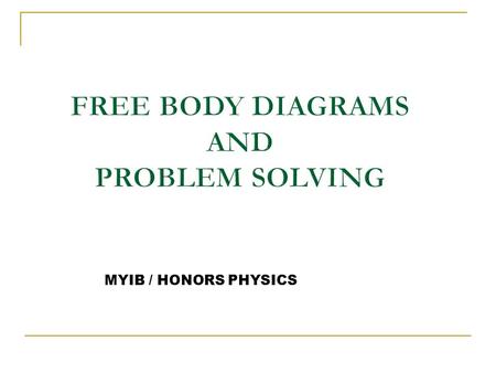 Free Body diagrams and problem solving