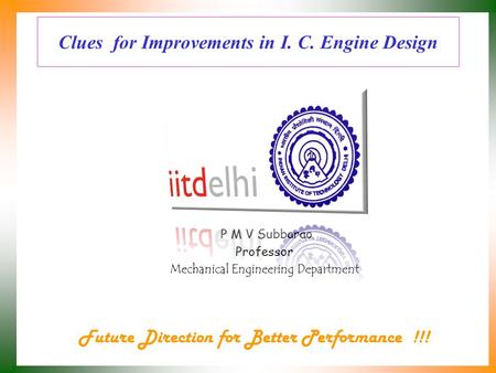 Clues for Improvements in I. C. Engine Design