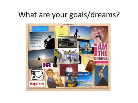 What are your goals/dreams?. Visual Boards Find images and words that really move you, don’t just cut out any image because it looks “nice”. goals associated.