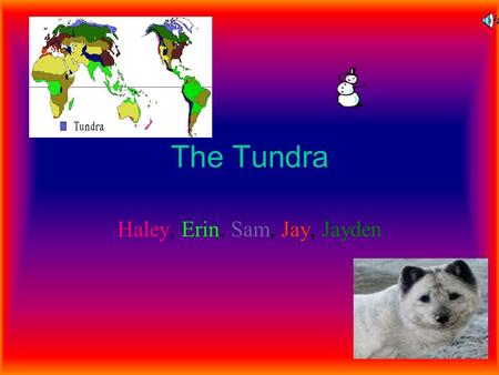The Tundra Haley, Erin, Sam, Jay, Jayden. Location Light Brown is the Tundra.