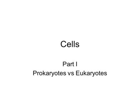 Cells Part I Prokaryotes vs Eukaryotes. Cell Theory Statements Schleiden Schwann Virchow Cells are the basic unit of organization in all living things.