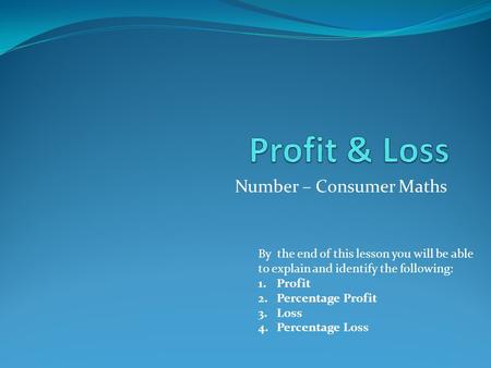 Number – Consumer Maths