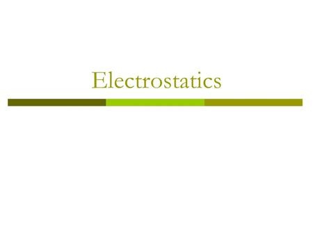 Electrostatics.  Electrostatics is electricity at rest  It involves electric charges, the forces between them, and their behavior in material  An understanding.