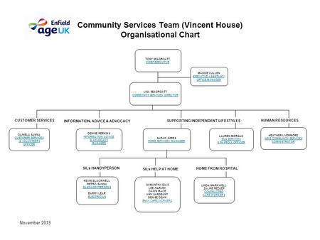 Community Services Team (Vincent House) Organisational Chart