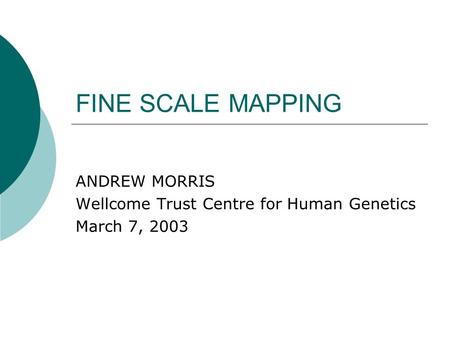 FINE SCALE MAPPING ANDREW MORRIS Wellcome Trust Centre for Human Genetics March 7, 2003.