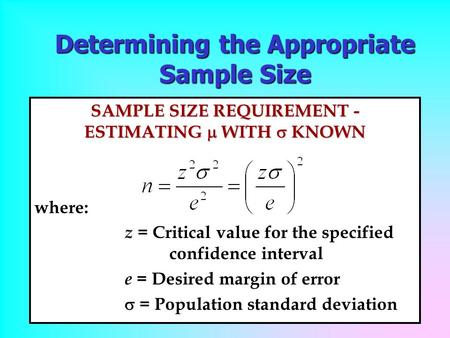 Determining the Appropriate Sample Size