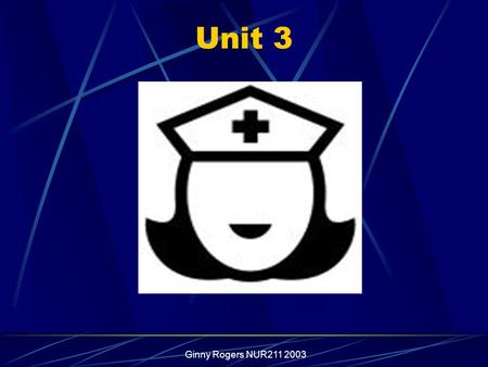Ginny Rogers NUR211 2003 Unit 3. Ginny Rogers NUR211 2003 “One person can make a difference And every person must try” - John F. Kennedy.