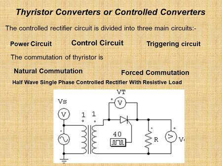 Thyristor Converters or Controlled Converters