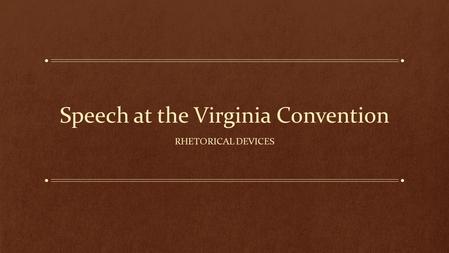 Speech at the Virginia Convention