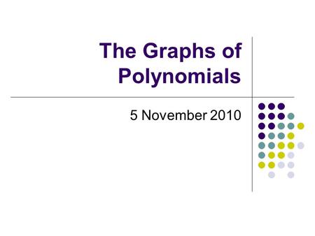 The Graphs of Polynomials