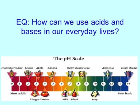 EQ: How can we use acids and bases in our everyday lives?