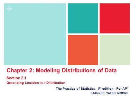 + Chapter 2: Modeling Distributions of Data Section 2.1 Describing Location in a Distribution The Practice of Statistics, 4 th edition - For AP* STARNES,