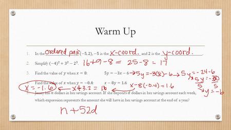 Warm Up. Lesson 25: Differentiating Between Relations and Functions Functions.
