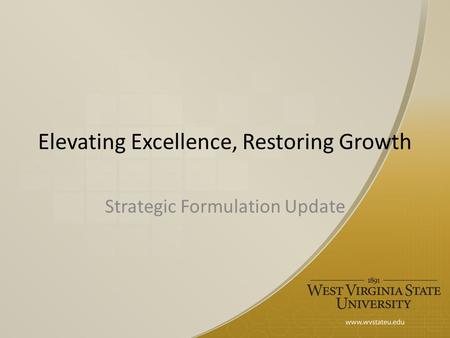 Elevating Excellence, Restoring Growth Strategic Formulation Update.