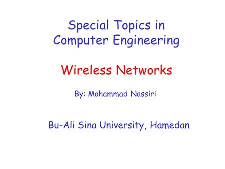 Special Topics in Computer Engineering