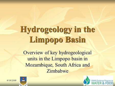 Hydrogeology in the Limpopo Basin