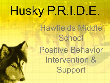 Husky P.R.I.D.E. Hawfields Middle School Positive Behavior Intervention & Support.