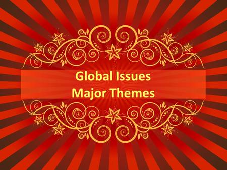 Global Issues Major Themes. Why do people settle in certain areas? Where are most cities located? Near WATER Weather/climate is better Transportation.