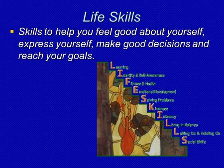 Life Skills  Skills to help you feel good about yourself, express yourself, make good decisions and reach your goals.