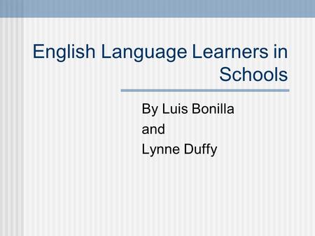 English Language Learners in Schools