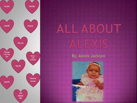 All about Alexis By, Alexis Jackson Hometown music family candy sports