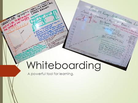 Whiteboarding A powerful tool for learning.. Whiteboarding is about sharing information 2) Your whiteboard contains your results presented:  As a graph.