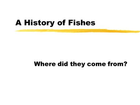 A History of Fishes Where did they come from?. A History of Fishes 2 Evolutionary History  Fish have adapted to a wide range of environmental parameters.