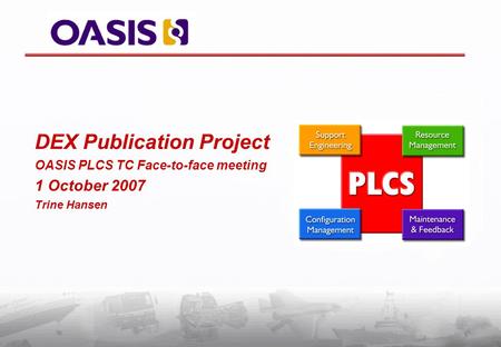 DEX Publication Project OASIS PLCS TC Face-to-face meeting 1 October 2007 Trine Hansen.