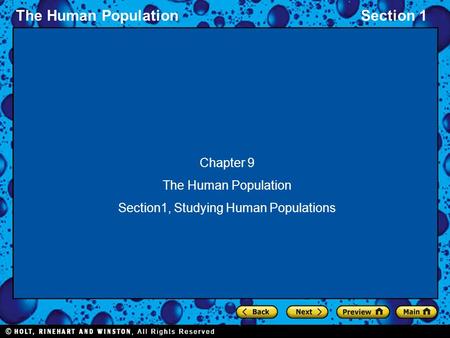 The Human PopulationSection 1 Chapter 9 The Human Population Section1, Studying Human Populations.