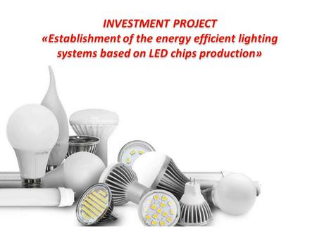 INVESTMENT PROJECT «Establishment of the energy efficient lighting systems based on LED chips production» INVESTMENT PROJECT «Establishment of the energy.