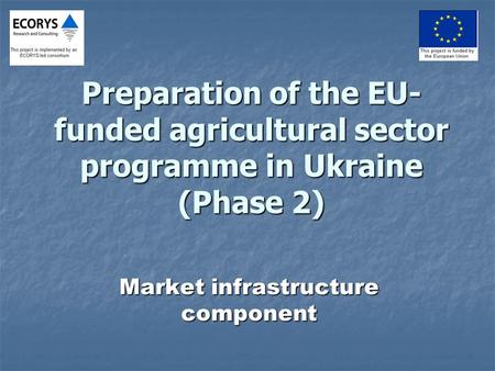 Preparation of the EU- funded agricultural sector programme in Ukraine (Phase 2) Market infrastructure component.
