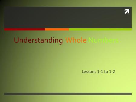  Understanding Whole Numbers Lessons 1-1 to 1-2.