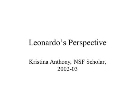 Leonardo’s Perspective