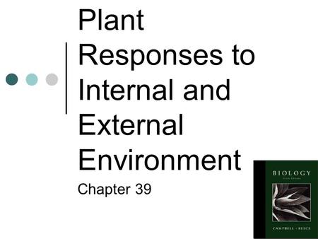 Plant Responses to Internal and External Environment Chapter 39.