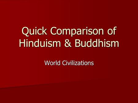 Quick Comparison of Hinduism & Buddhism World Civilizations.