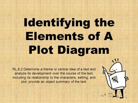 Identifying the Elements of A Plot Diagram RL.8.2 Determine a theme or central idea of a text and analyze its development over the course of the text,