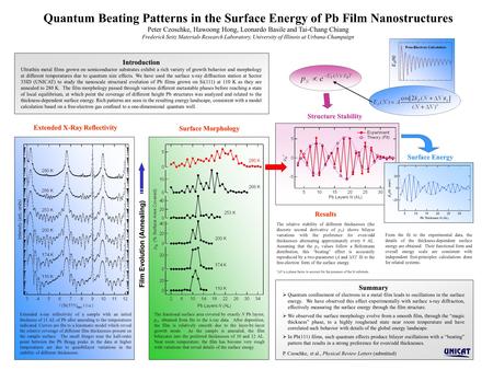 Quantum Beating Patterns in the Surface Energy of Pb Film Nanostructures Peter Czoschke, Hawoong Hong, Leonardo Basile and Tai-Chang Chiang Frederick Seitz.