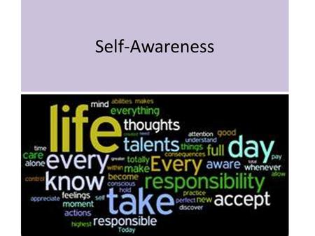 Self-Awareness. What do you think Self-Awareness means? (answer in your spiral)
