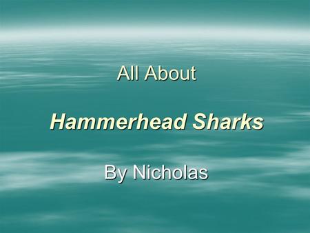 All About Hammerhead Sharks By Nicholas Table of Contents where is the hammerhead found? 4 what does the hammerhead look like? 6 how did the hammerhead.