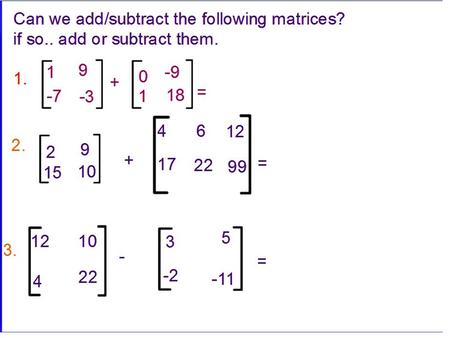 AccPeCalc Matrices review Definition of an Inverse Given a n x n matrix A, if there exists an inverse (A -1 ) of matrix A then A A -1 = A -1 A =