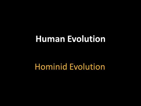 Hominid Evolution Human Evolution. Objectives Identify the characteristics that all primates share. Describe the major evolutionary groups of primates.