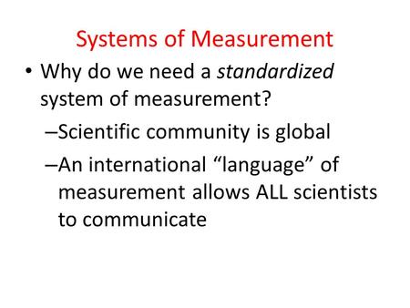 Systems of Measurement