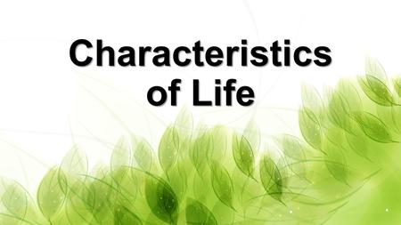 Characteristics of Life. What does it mean to be alive? All living things share common characteristics.