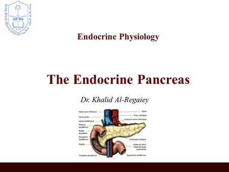 Endocrine Physiology The Endocrine Pancreas Dr. Khalid Al-Regaiey.