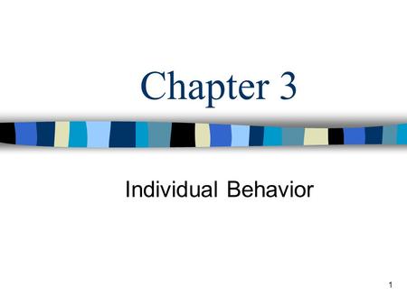 1 Chapter 3 Individual Behavior. 2 Learning Objectives Identify and describe some of the common values held by all individuals. Describe perception and.
