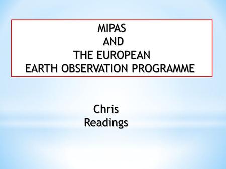 EARTH OBSERVATION PROGRAMME